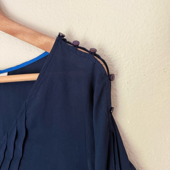 MAEVE Dark Blue Pleated Blouse - Picture 3 of 6